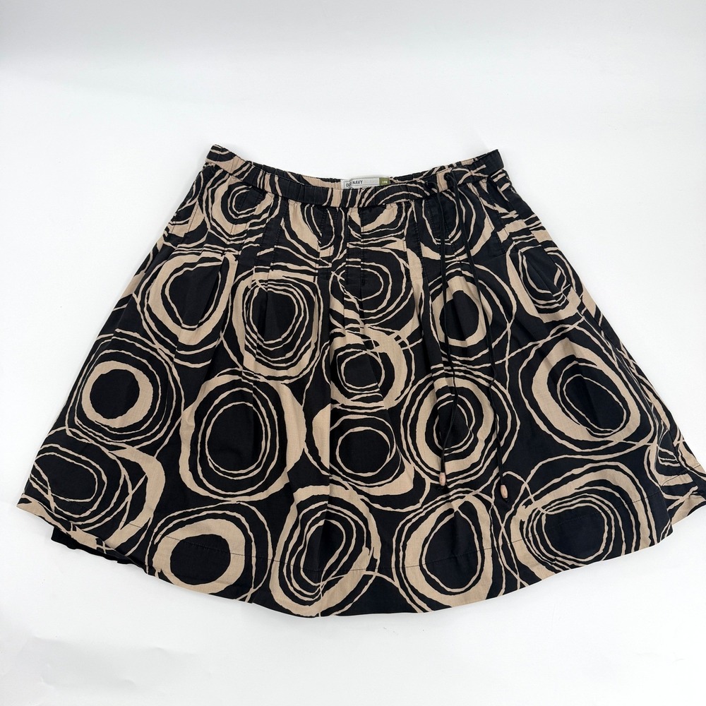 Vintage Y2K Old Navy Low Waist Circle‎ Skirt in Black Geometric Print Size 4
